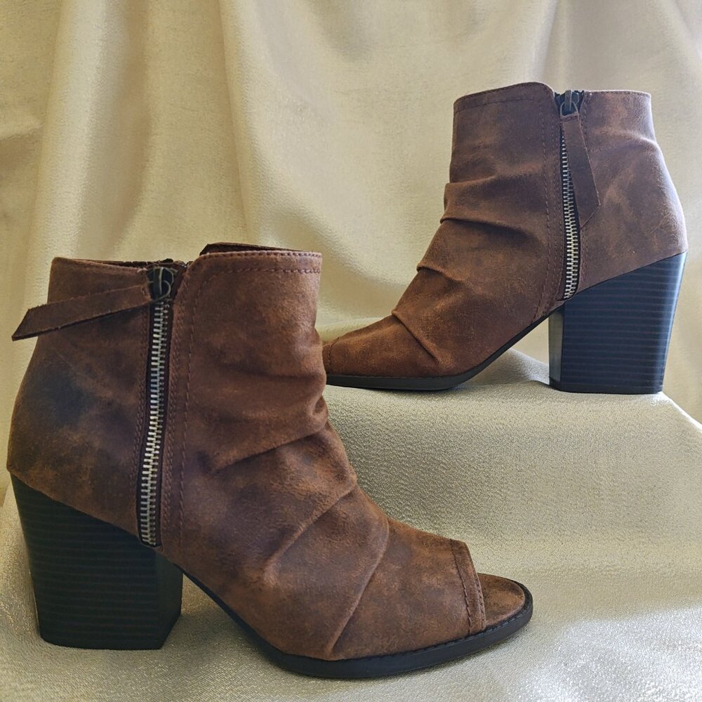 Faux Suede Open-toe Bootie - Picture 3 of 5